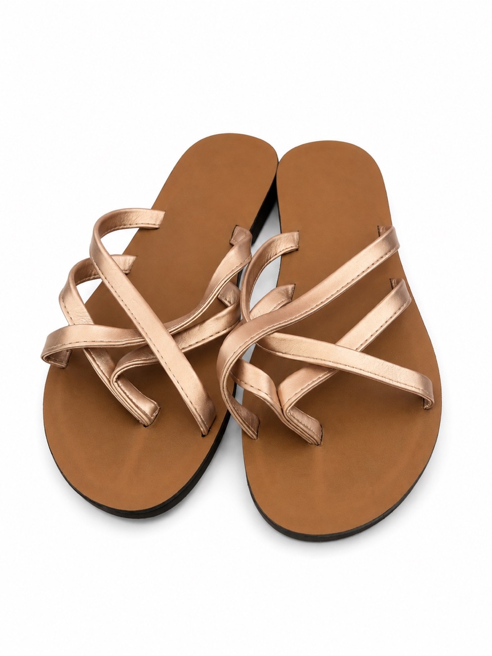 & Other Stories Rose Gold Strappy Flat Sandals